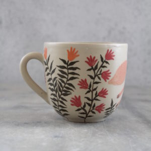 Tasse artisanale Renard, tournée en grès et décoré à la main