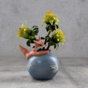 Mini vase modelé Renard décoré à la main