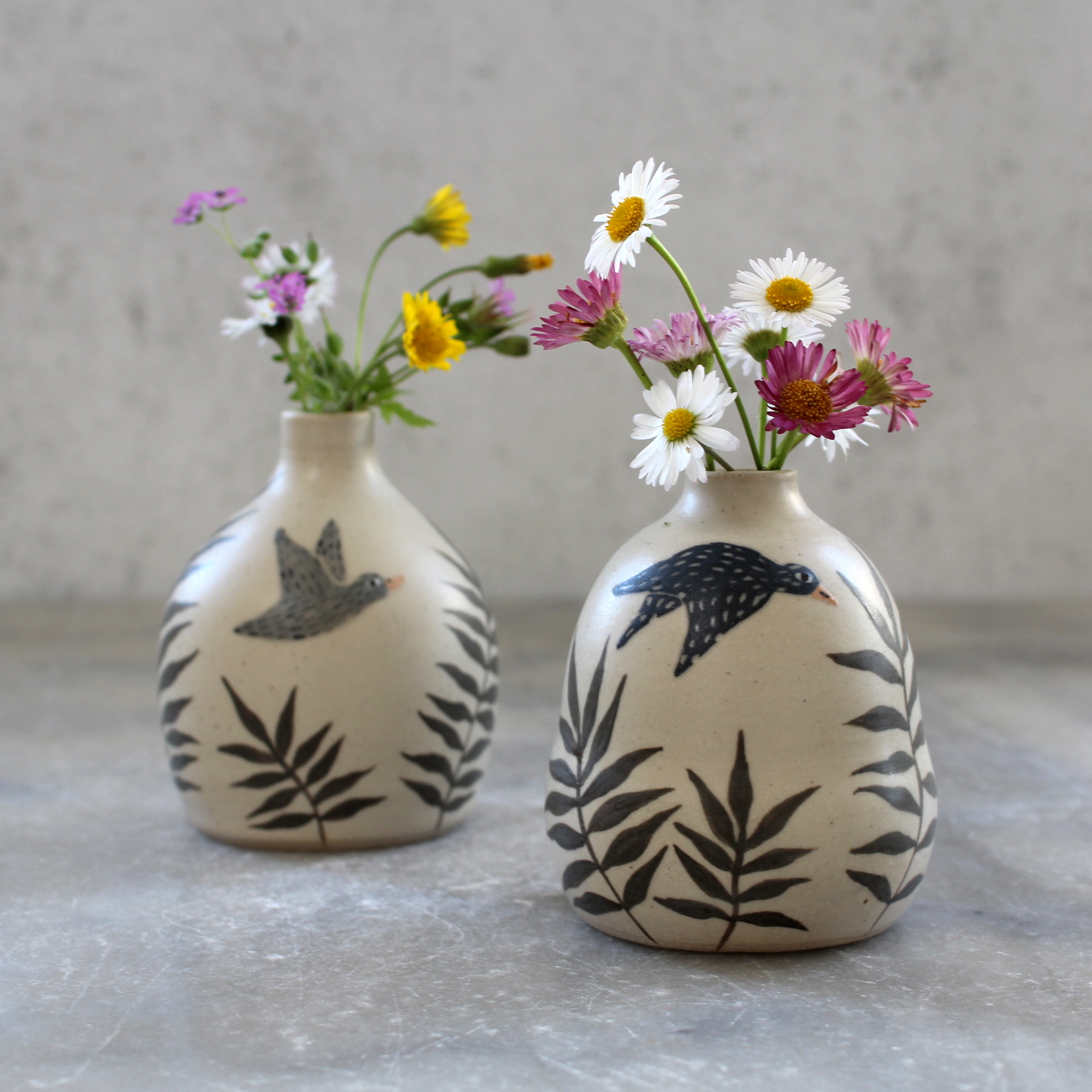 Mini vase Oiseaux, fabriqué et décoré à la main par Anaïs Trivier