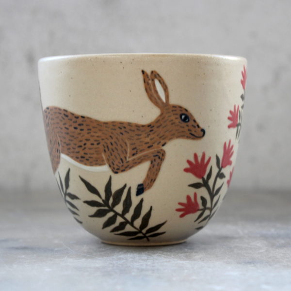 Tasse Chat roux tournée en grès et illustrée à la main par Anaïs Trivier
