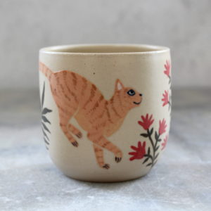 Tasse à café Chat roux illustrée à la main par Anaïs Trivier