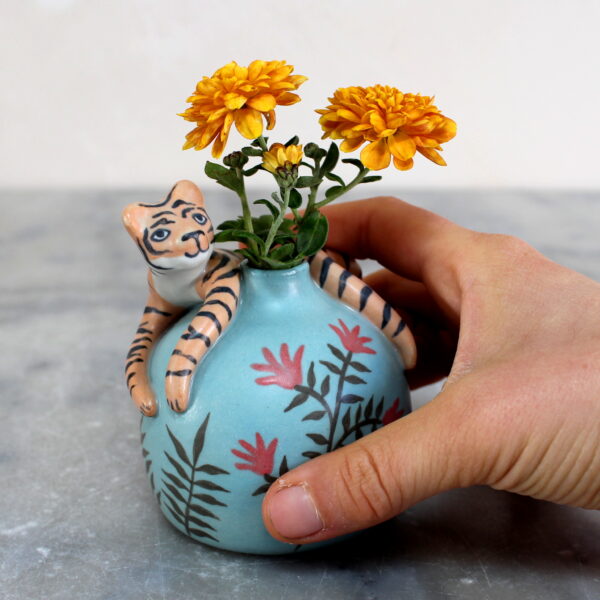 Mini vase Tigre turquoise
