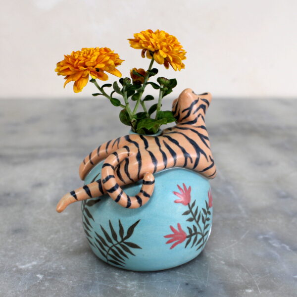 Mini vase Tigre turquoise