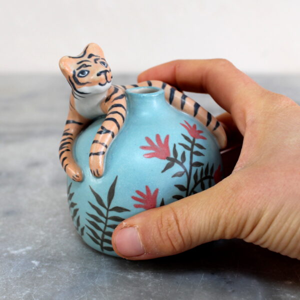 Mini vase Tigre turquoise