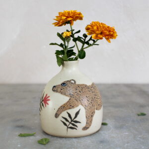 Mini vase Ours en grès, fabriqué et illustré par Anaïs Trivier